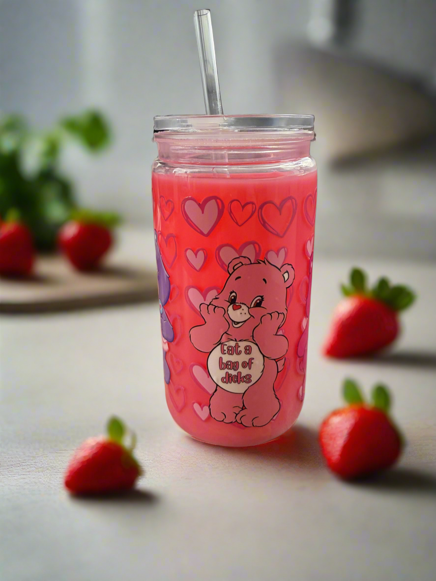 16oz Acrylic Dark Pink Strawberry Swear Bear Cup