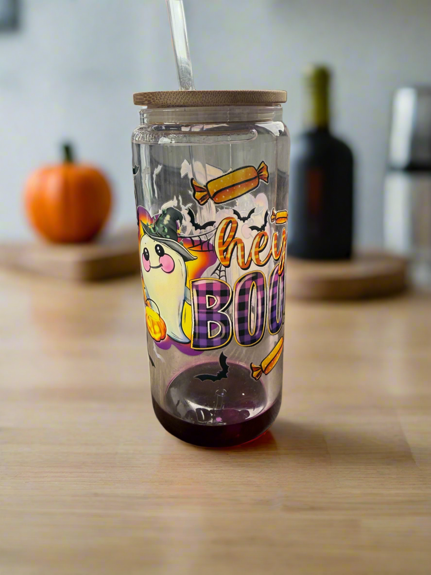 16oz Halloween Glass Purple Drip Cup - Ready to Ship