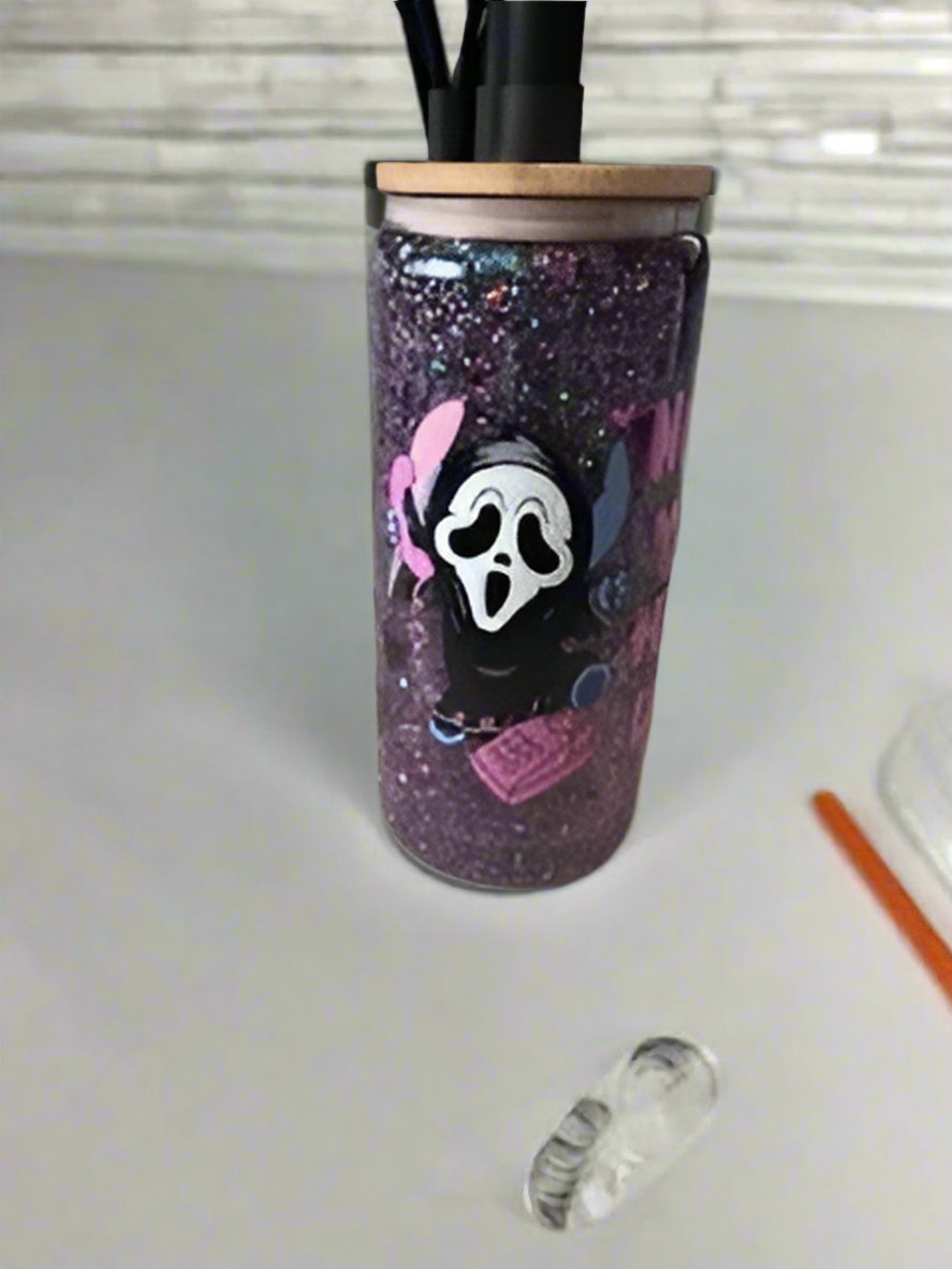 Pre-made Blue Alien Halloween Snow Globe Tumbler - Med Flow