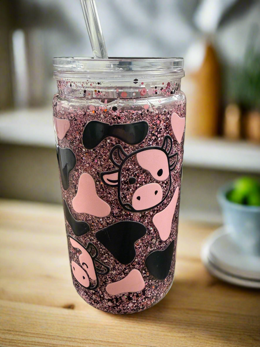 16oz Cow Acrylic Snow Globe ~ Fast Flow & Ready to Ship