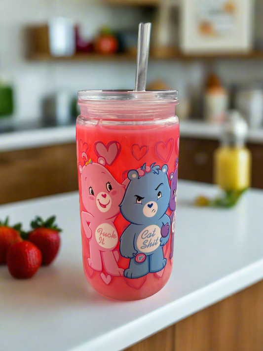16oz Acrylic Dark Pink Strawberry Swear Bear Cup